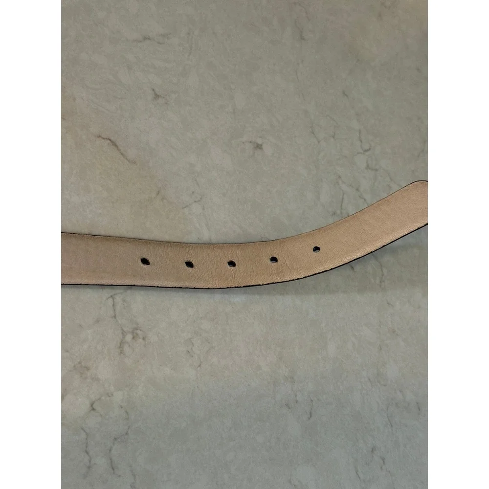 Ellen Tracy Dark Brown Genuine Leather Belt Gold Horseshoe Buckle Size S ET433